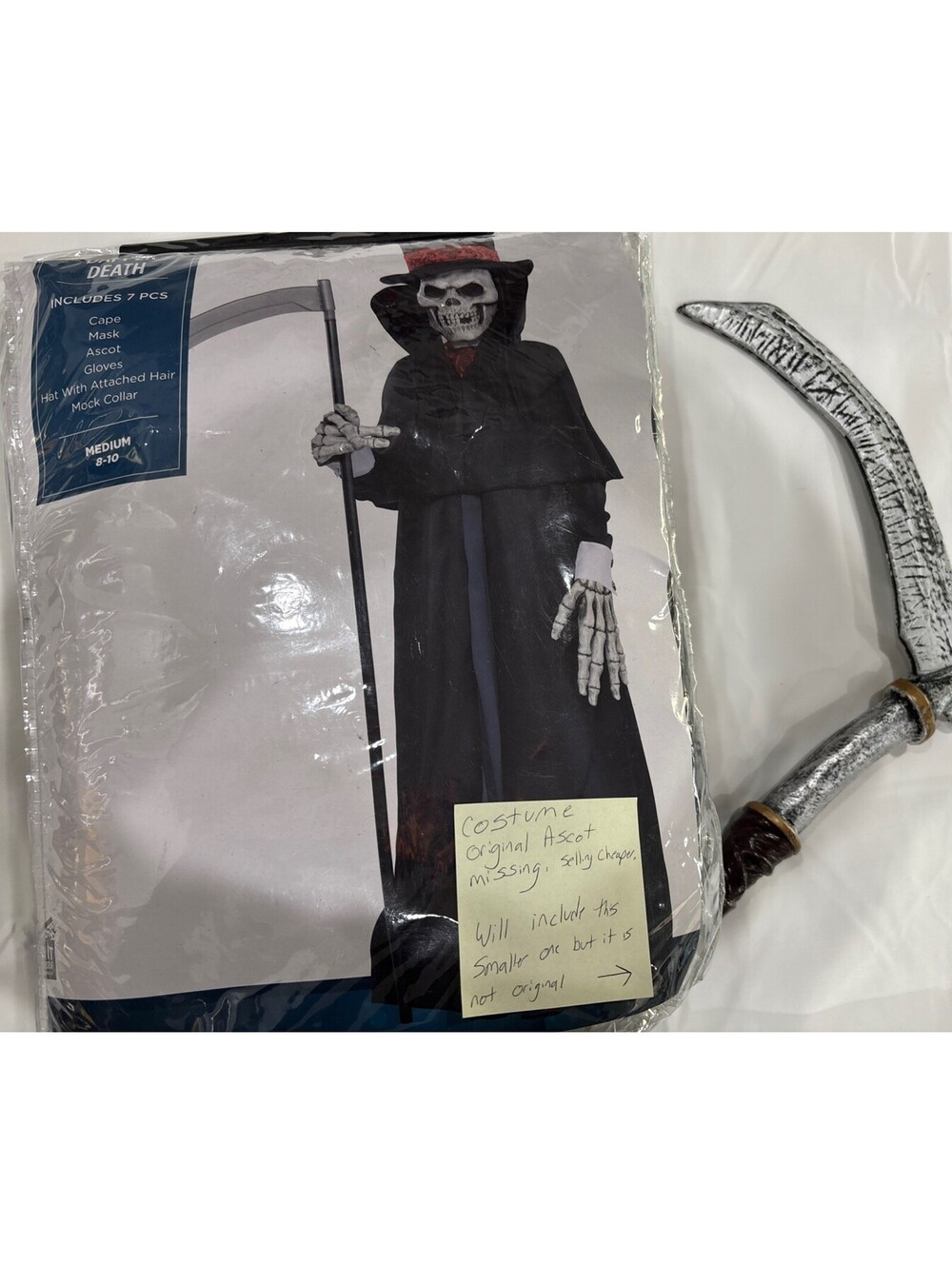 Dapper Death Grimm Reaper Skeleton Halloween Costume, Size Child Medium 8-10